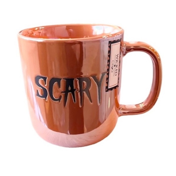 🧡 2 matching mugs SCARY Metallic Orange Halloween Mug Wicked Ciroa like new - Picture 2 of 2
